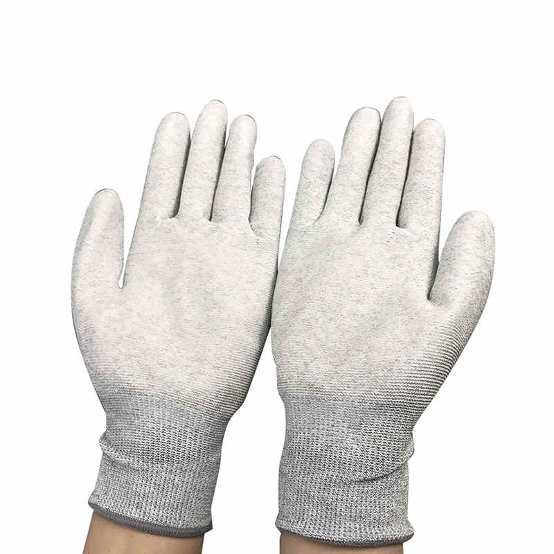 কার্বন ফাইবার নাইলন ইএসডি পাম পু লেপযুক্ত গ্লোভ