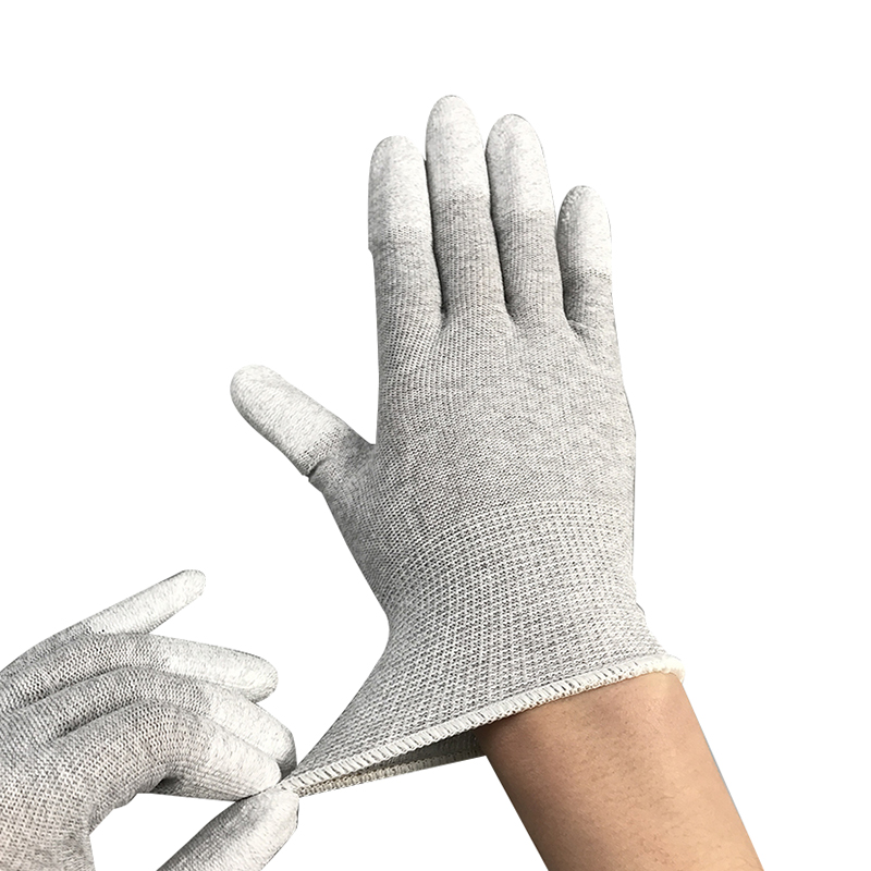 কার্বন ফাইবার নাইলন ইএসডি ফিঙ্গার পু লেপযুক্ত গ্লোভ